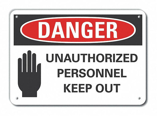 Alum Auth Personnel Danger Sign 7x10in