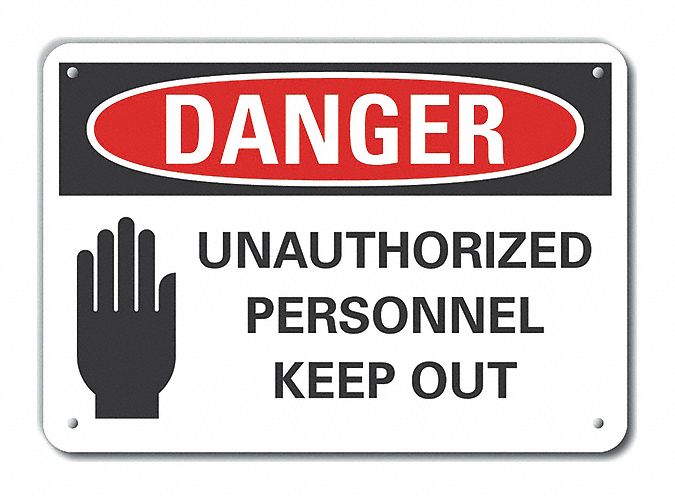 Alum Auth Personnel Danger Sign 7x10in