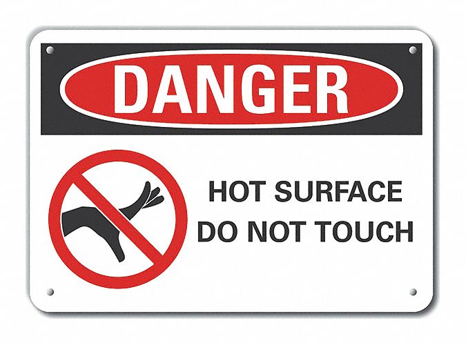 Alum Hot Surface Danger Sign 10x14in