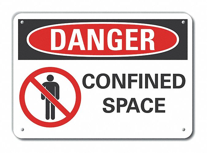 Confined Space Danger Sign 7x10in Plastc