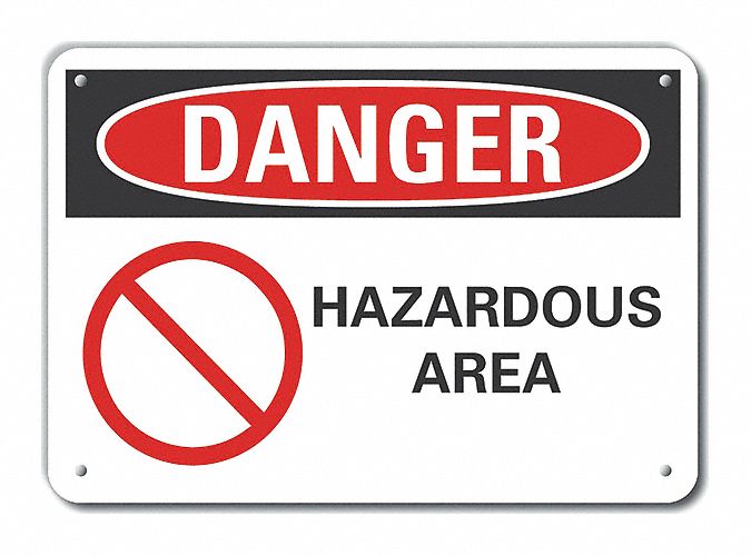 Rflct Hzrd Area Danger Sign 10x14in Alum
