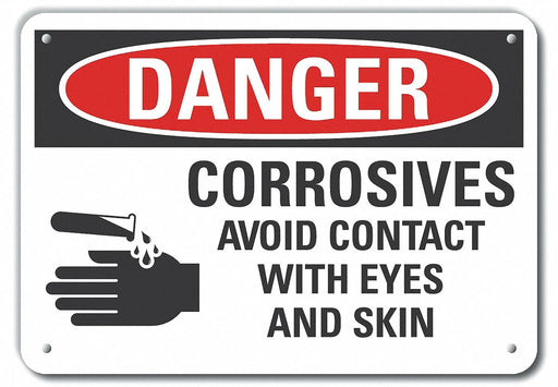 Alum Corrosive Mtrl Danger Sign 10x14in