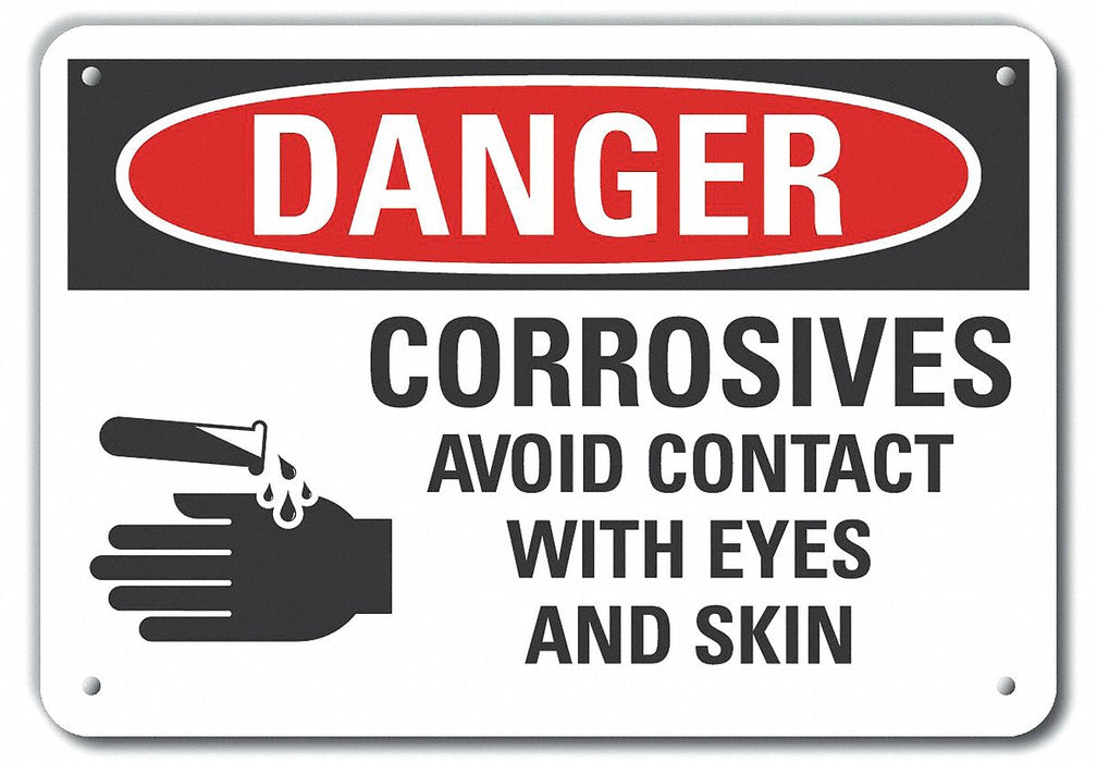 Rflct Corrosive Mtrl Danger Sign 10x14in