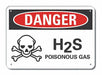 Rflct H2S Poison Gas Danger Sign 7x10in