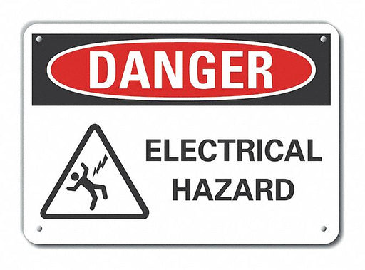 Alum Electrcl Hazard Danger Sign 10x14in