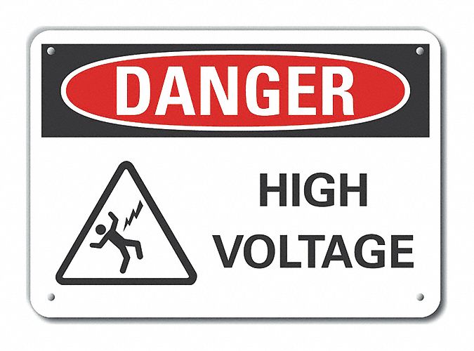 Rflct High Voltage Danger Sign 7x10in