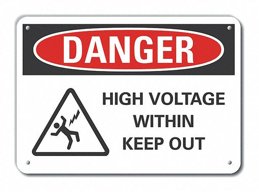 Alum High Voltage Danger Sign 10x14in