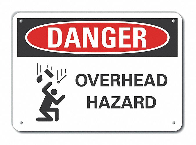 Rflctv Overhead Hzrd Danger Sign 10x14in