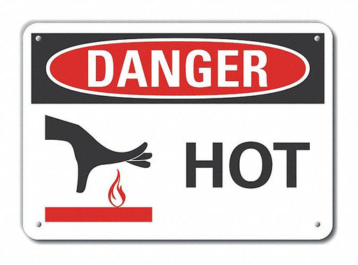 Aluminum Hot Danger Sign 7x10in Aluminum
