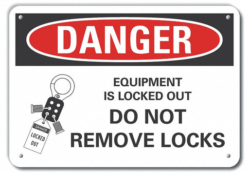 Alum Lockout Tagout Danger Sign 10x14in
