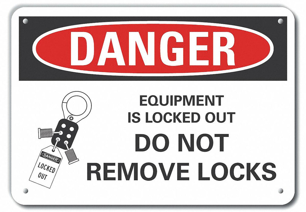 Lockout Tagout Danger Sign 10x14in Plstc