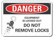 Alum Lockout Tagout Danger Sign 7x10in