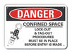 Rflct Confined Space Danger Sign 7x10in