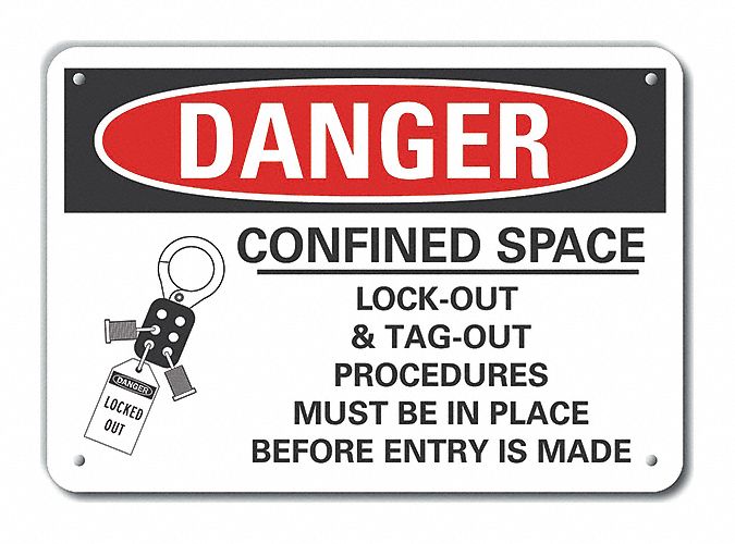 Rflct Confined Space Danger Sign 7x10in