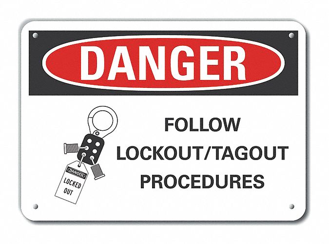 Lockout Tagout Danger Sign 10x14in Alum