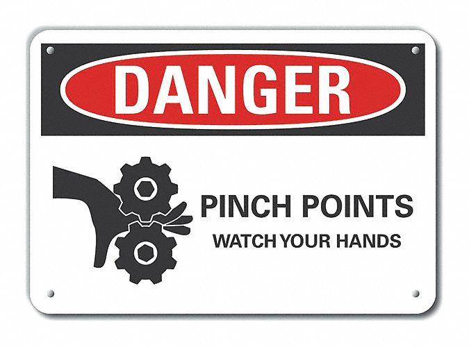 Rflctv Pinch Point Danger Sign 10x14in