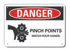 Alum Pinch Point Danger Sign 7x10in Alum