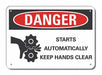 Rflct Hands Clear Danger Sign 10x14in