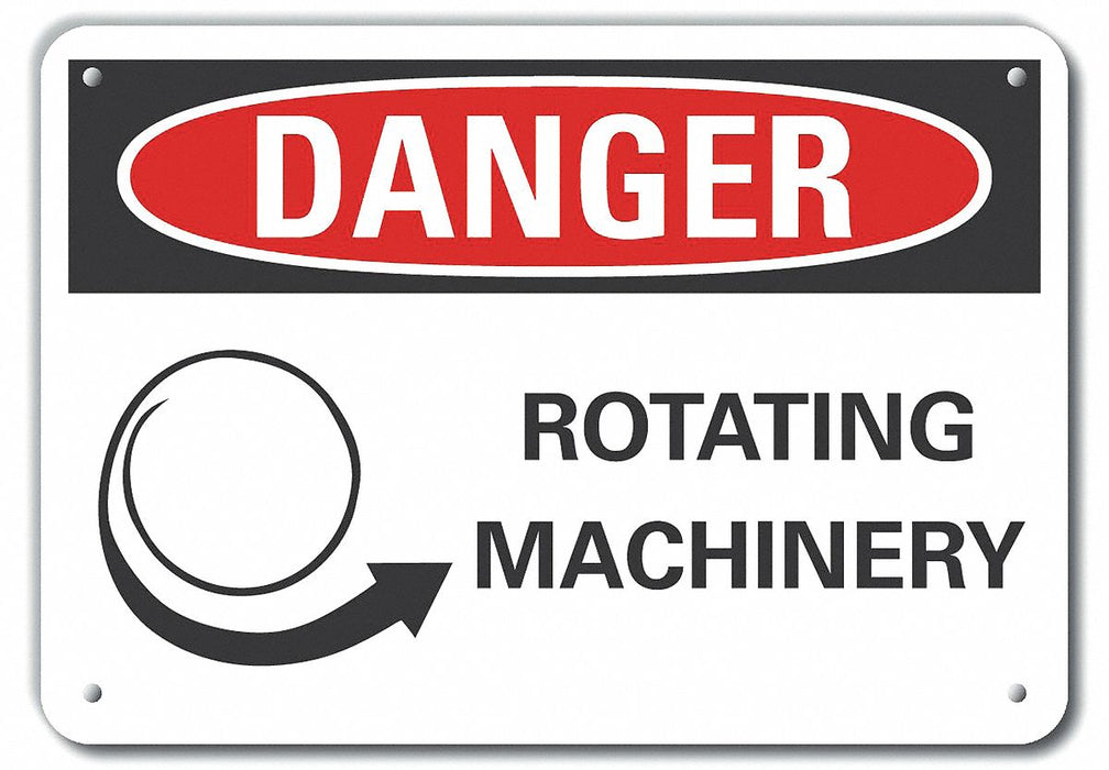 Rotating Machinery Danger Sign 10x14in