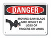 Moving Machinery Danger Sign 7inx10in