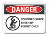 Confined Space Danger Sign 7x10in Plastc