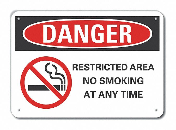 Rflct No Smoking Dangr Sign 10x14in Alum