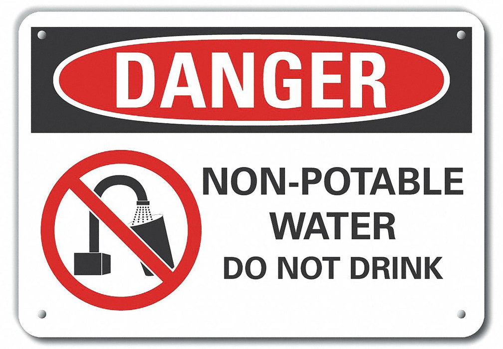 Potable Water Danger Sign 10x14in Plstc