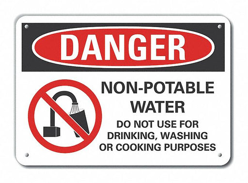 Alum Potable Water Danger Sign 10x14in