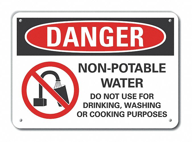Potable Water Danger Sign 7x10in Plastic