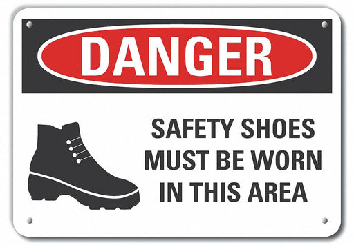 Alum Foot Danger Sign 10x14in Alum