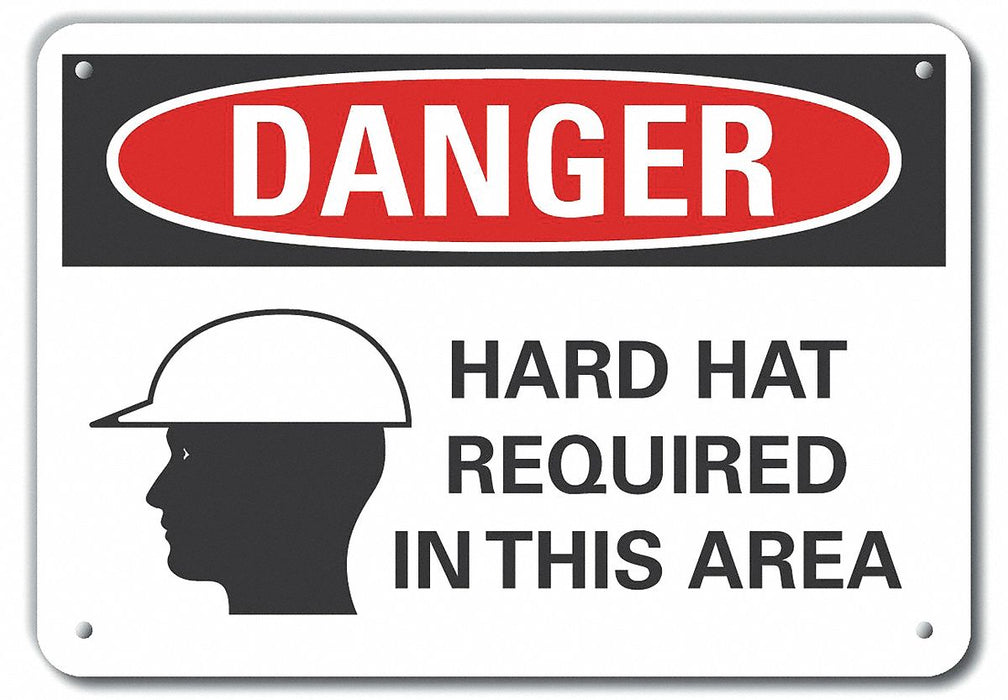 Rflct Hard Hat Danger Sign 7x10in Alum