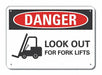 Rflctv Lift Trck Trfc DangerSign 10x14in