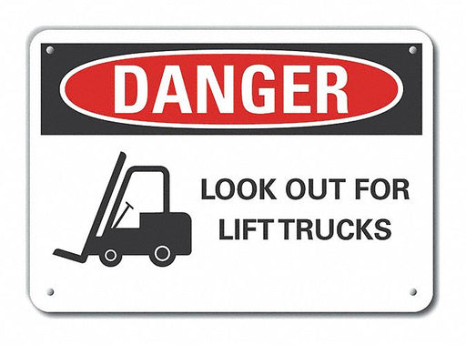 Alum Lift Truck Trfc Danger Sign 10x14in