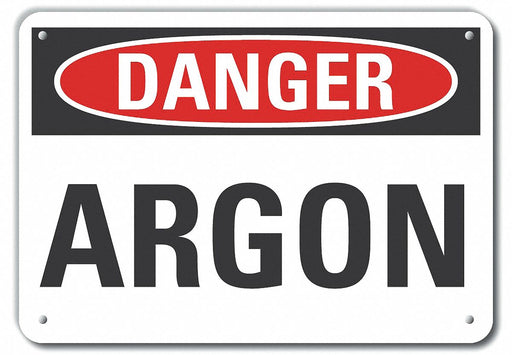 Alum Argon Danger Sign 7x10in Alum