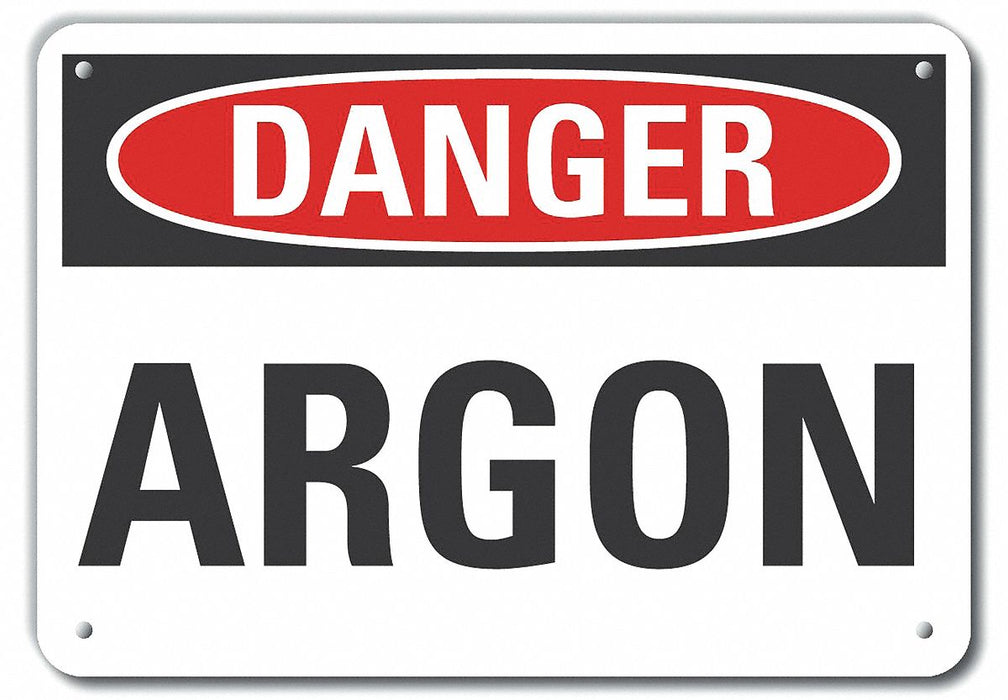 Plastic Argon Danger Sign 7x10in Plastic