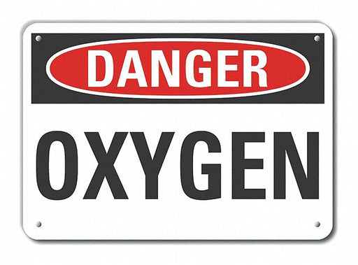 Alum Oxygen Danger Sign 7x10in Alum