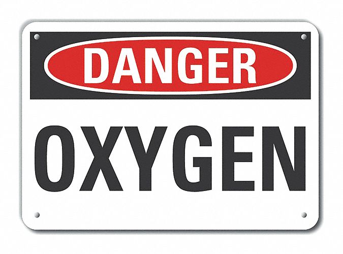 Alum Oxygen Danger Sign 7x10in Alum