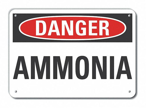 Ammonia Danger Sign 10inx14in Plastic