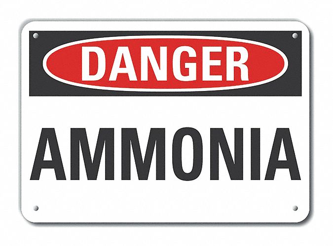 Ammonia Danger Sign 10inx14in Plastic