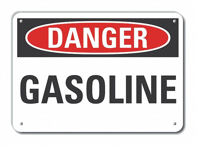 Gasoline Danger Sign 10x14in Plastic