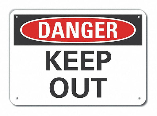 Alum Keep Out Danger Sign 7x10in Alum