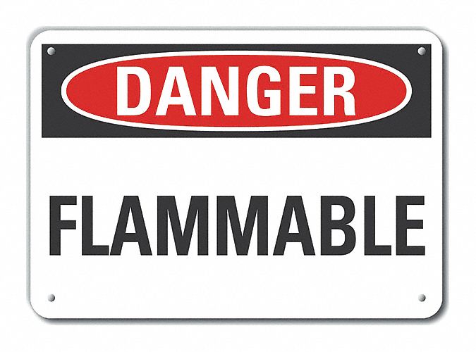 Flammable Mtrl Danger Sign 7x10in Plastc