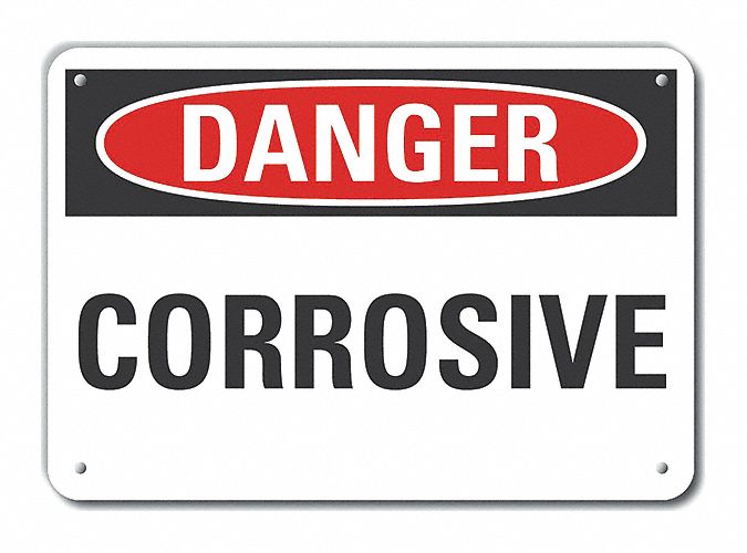 Corrosive Mtrls Danger Sign 10x14in Alum