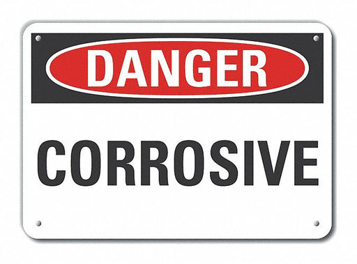 Alum Corrosive Mtrl Danger Sign 7x10in