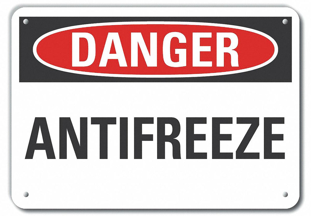 Rflct Antifreeze Danger Sign 10x14in