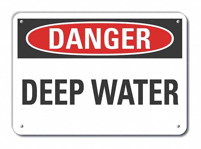 Water Safety Danger Sign 10x14in Plastic