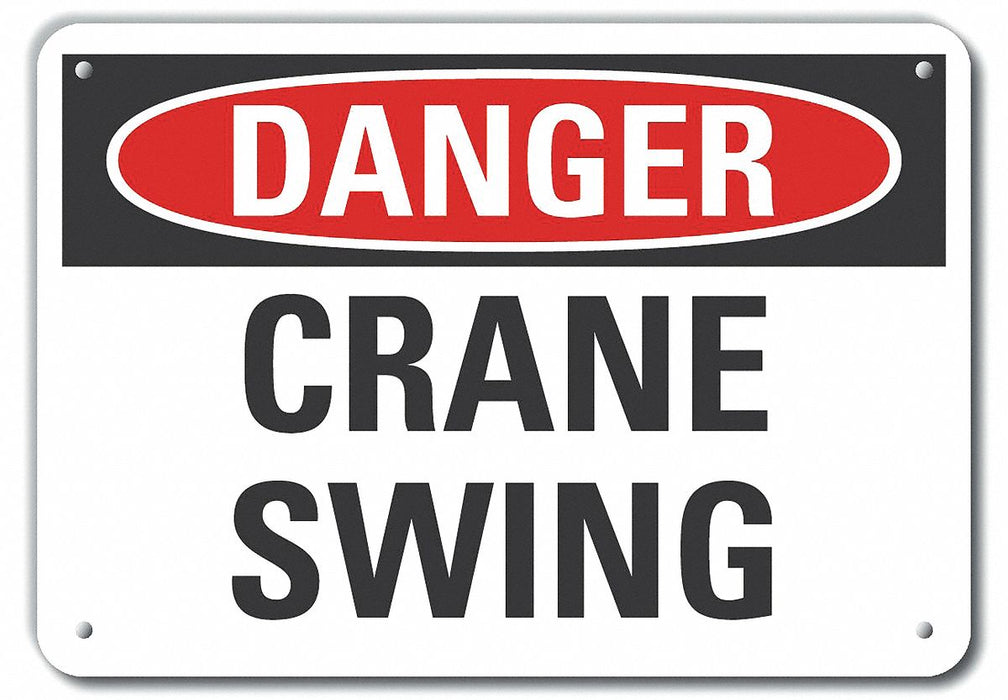 Alum Crane Hoists Danger Sign 10x14in