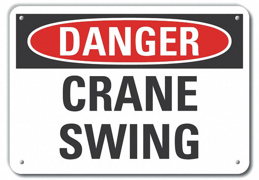 Alum Crane Hoists Danger Sign 10x14in