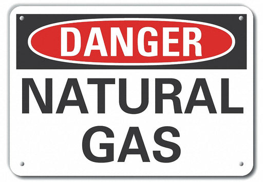 Alum Natural Gas Danger Sign 7x10in Alum