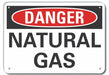 Natural Gas Danger Sign 10inx14in Alum